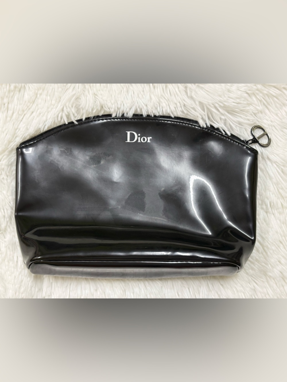 Dior Black Glossy Patent Makeup Pouch
